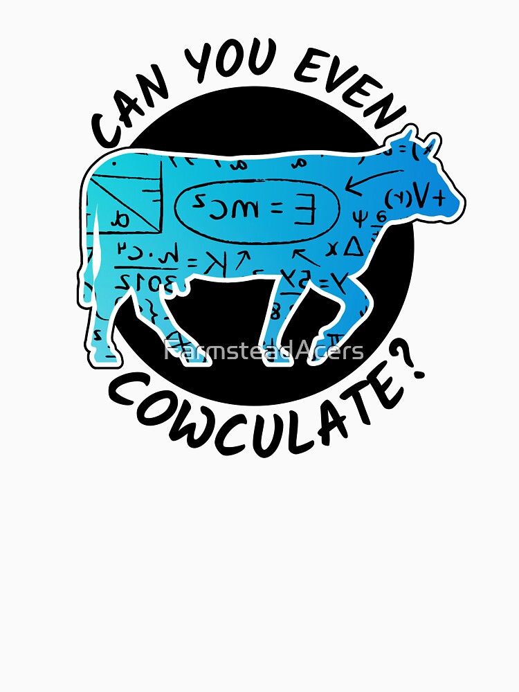 Blue cow version of Can you even calculate? Funny colorful cow puns Calculator by FarmsteadAcers