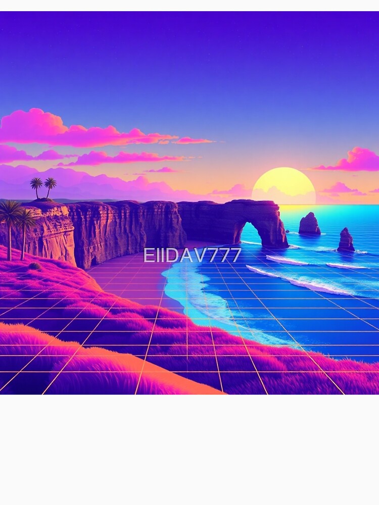Vaporwave Twelve Apostles Sunset Grid Aesthetic by EllDAV777