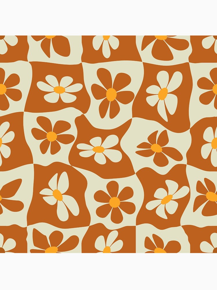Retro flowers groovy pattern orange by ReneMagritteArt