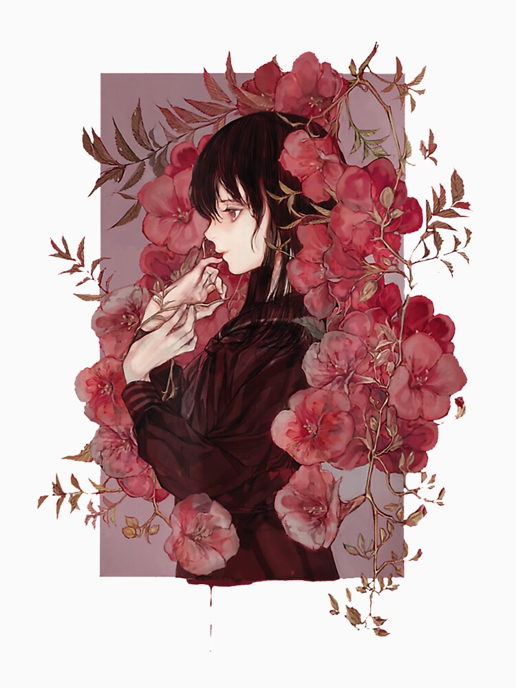 Anime Girl Japanese Aesthetic Soft Grunge Gothic Floral by RyanWillsonn