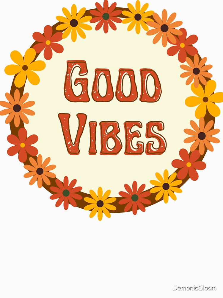 Good vibes hippie flowers grey by DemonicGloom