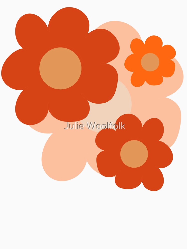 Retro Flowers Orange by Julie Woolfolk