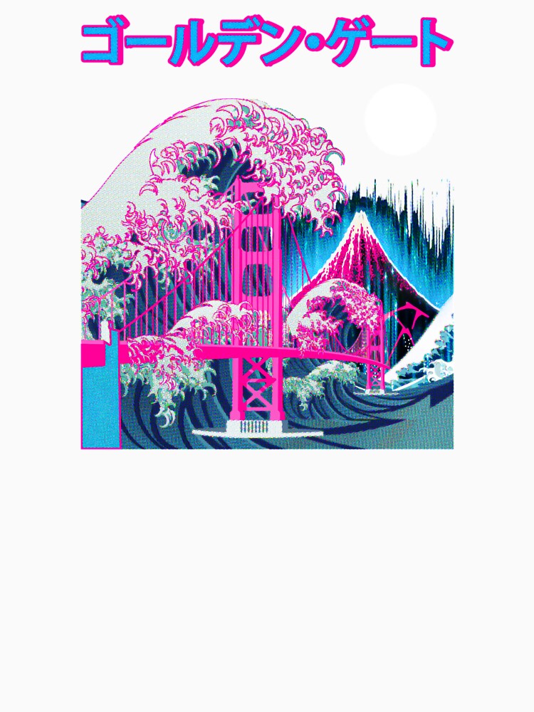 Vaporwave Aesthetic Art - Glitch Japan Golden Gate Bridge Mt. Fuji by Hitagivapor
