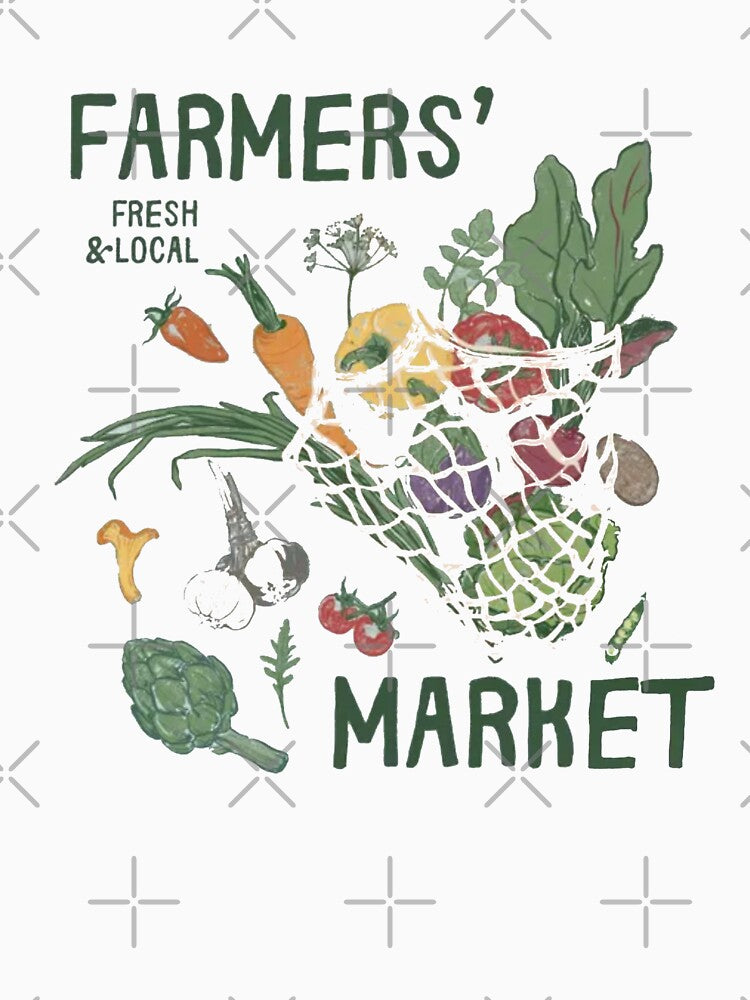 Farmers Market Fresh & Local Vintage Vegetables Grocery Tote Garden Harvest Design by Gbriel3