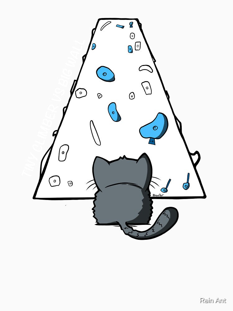 Tiny Climber vs Big Wall Black Design by Rain Ant