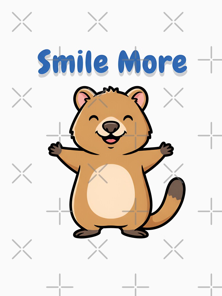 Smile More Happy Cartoon Quokka Vector Design by NatureUnleashed