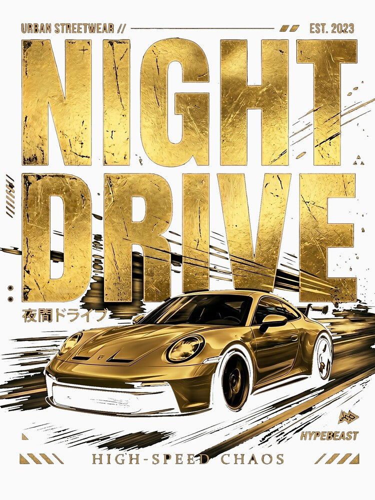 Night Drive Gold Streetwear by OKstreetwear