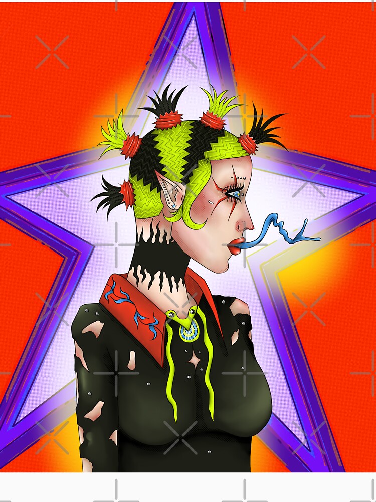 Neon Cyber Punk Star Girl by kikisartservice