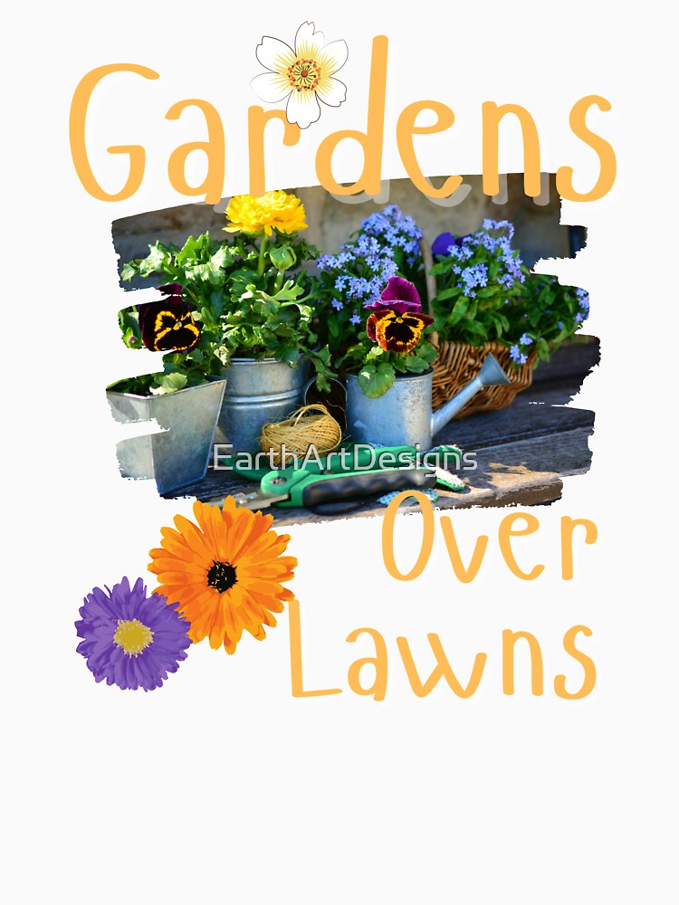 Gardens Over Lawns Colorful Flower Design by EarthArtDesigns