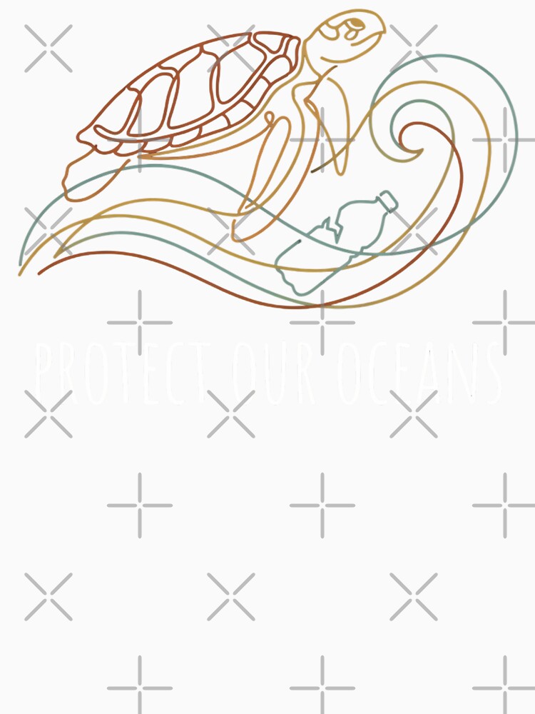 Protect Our Ocean Sea Turtle Line Art hand drawn minimalist marine life by chattsuede