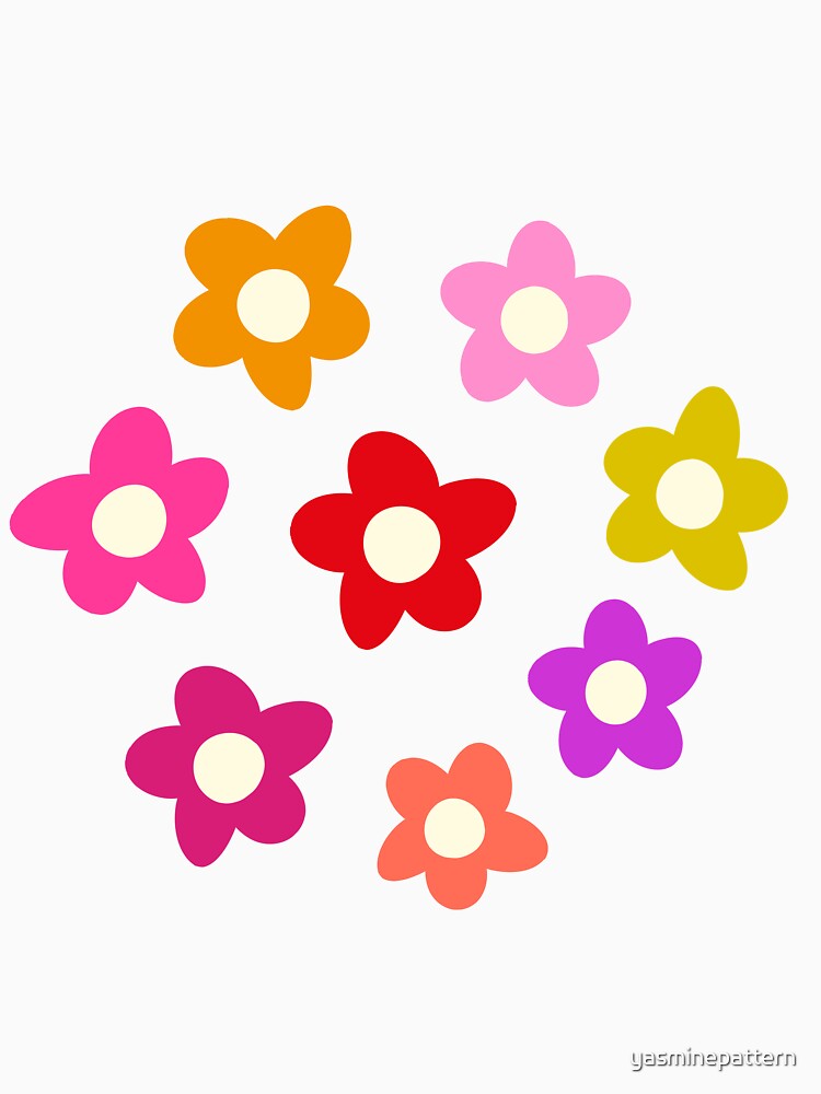 Retro Groovy Colorful Hippie Flowers by Yasminepatterns