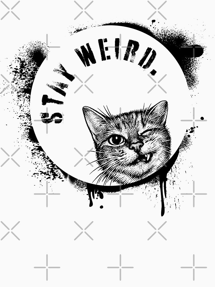 Stay Weird Cat Halftone Grid Illustration by CreareAT