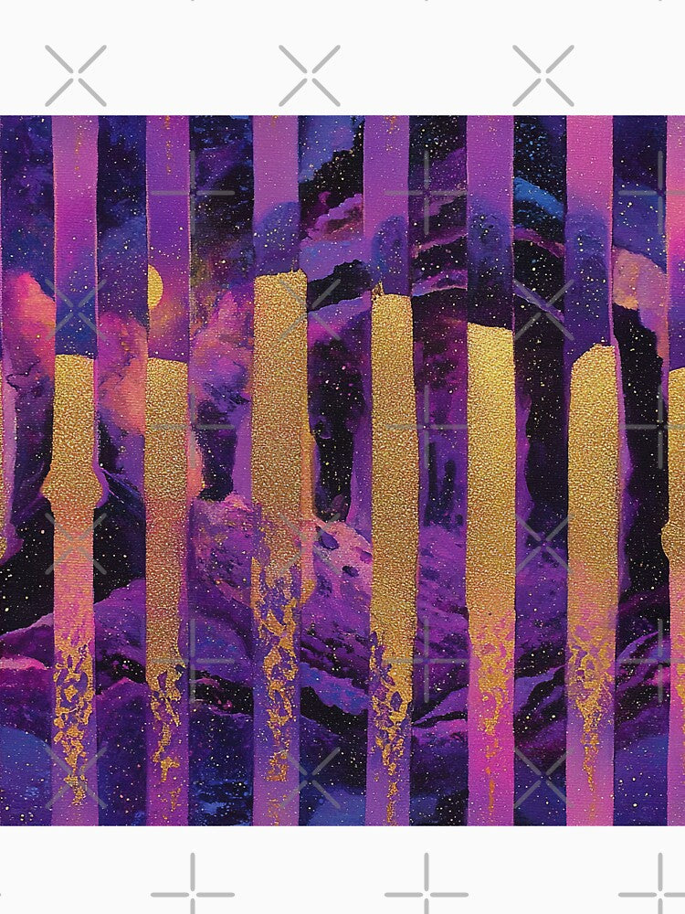 Celestial Purple Gold Stripe Pattern by bubblegoth