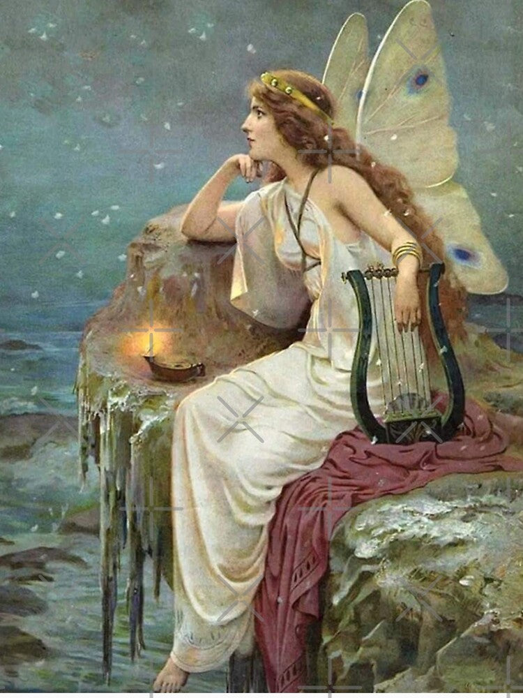 Vintage Fairy Goddess with Harp by artemisxluna89