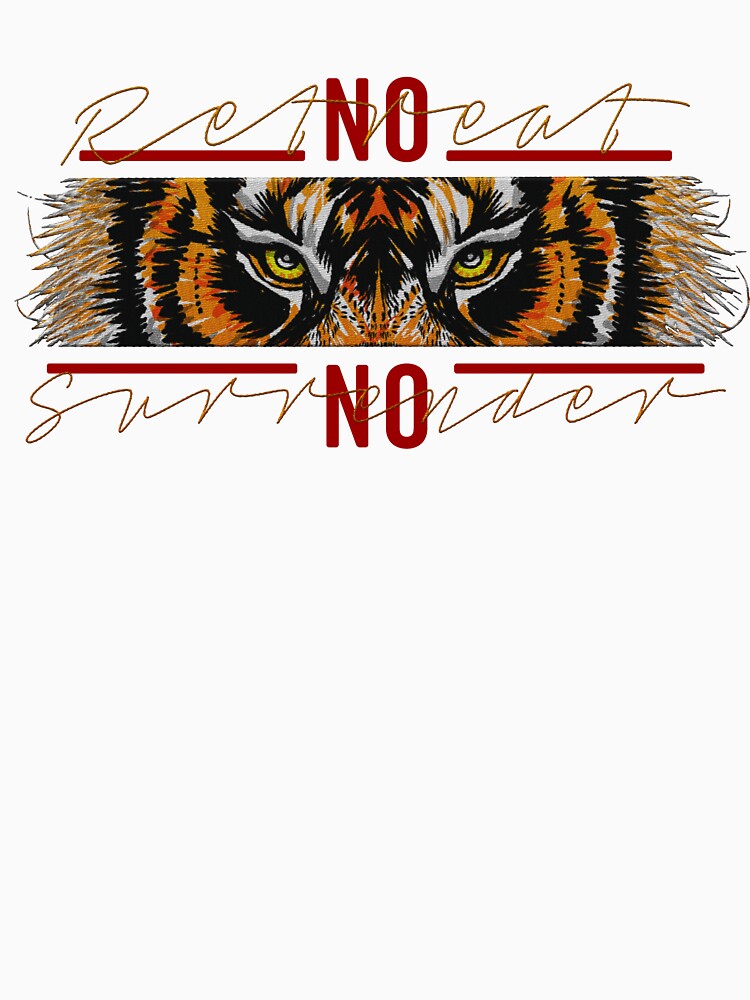 eye of the tiger - no retreat no surrender (motivational quote) embroidery iron patch textured graphic artwork by hayrpictures