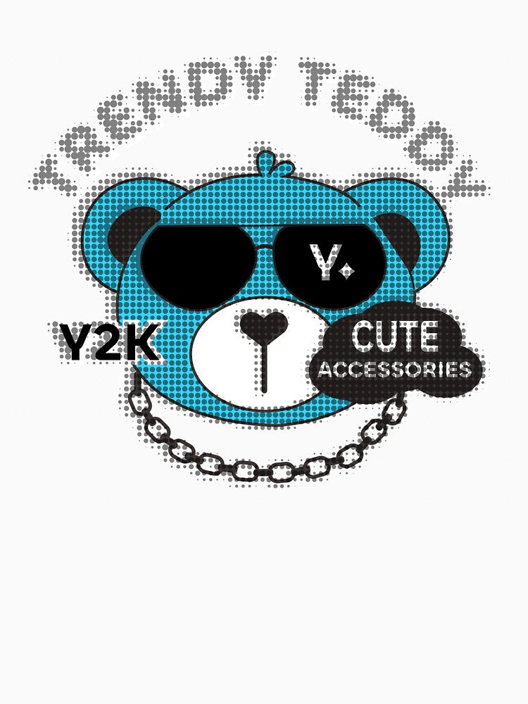 Y2K Punk Teddy Bear - Cute Aesthetic Design by Wazabii06