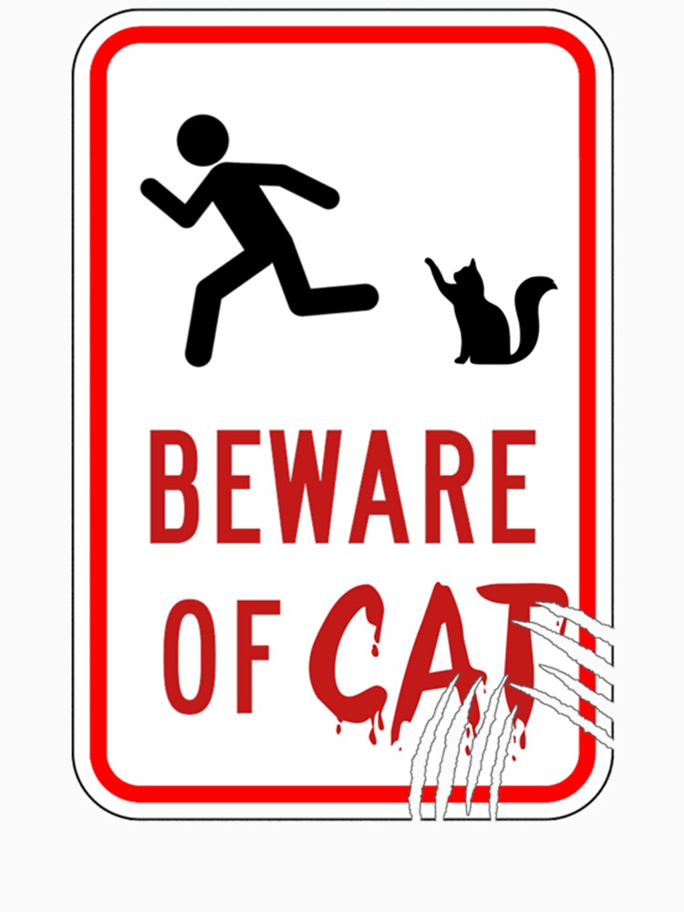 Beware of Cat Long Sleeve T-Shirt by AlabaJimny