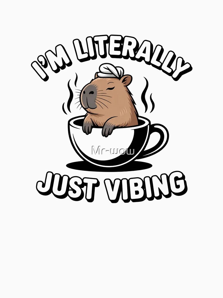 Cute Teal Floral Capybara Teacup Just Vibing Sticker by Mr-wow