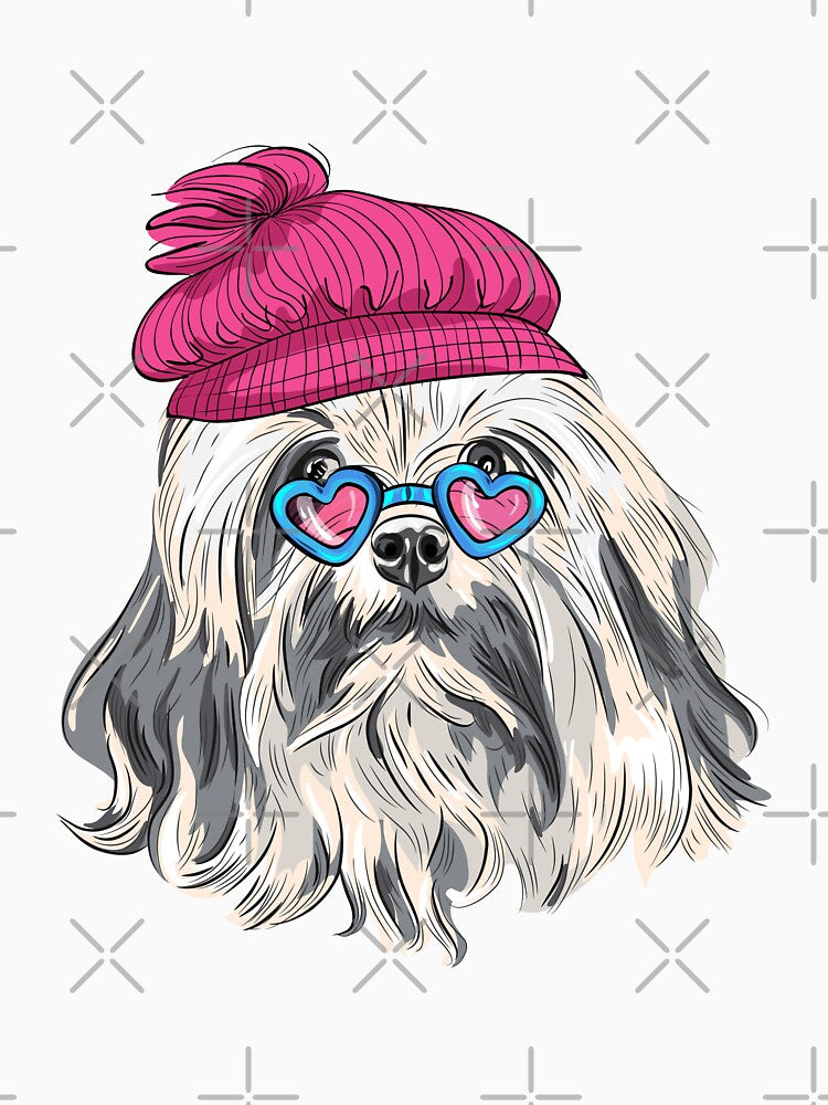 Pink glass with hat puppy by LionessLove