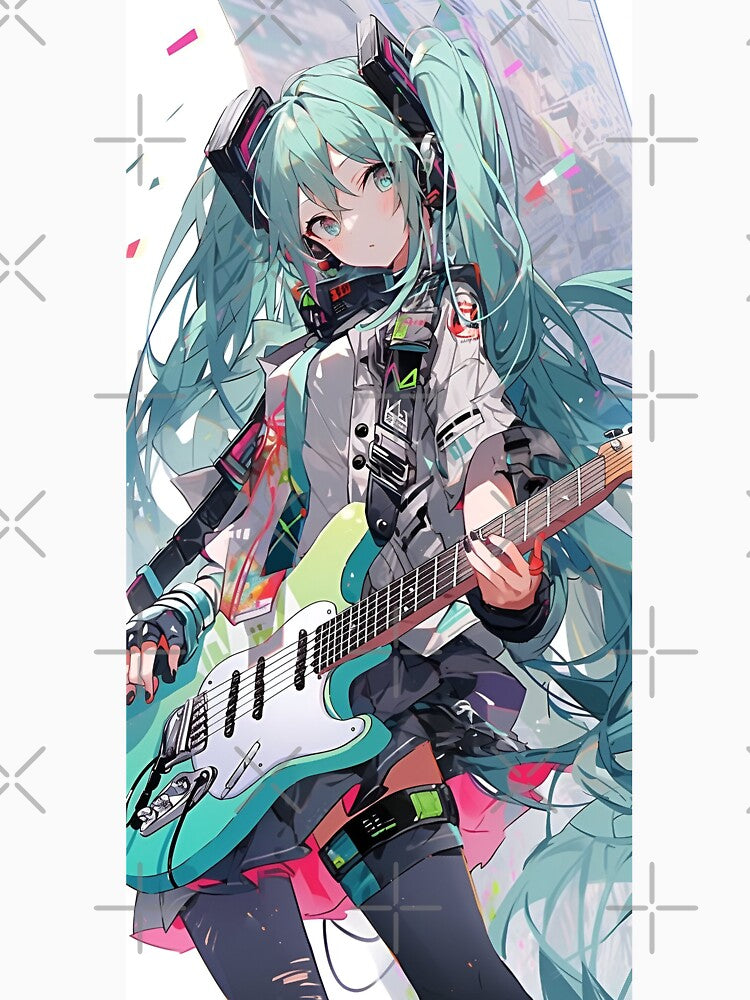 Hatsune Miku - Cyber Pop Guitarist – Neon Anime Rock Girl by Dyan4