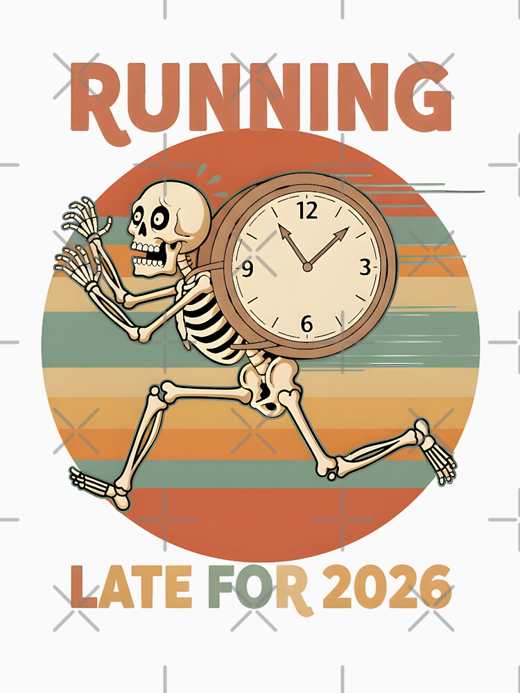 Running Late For 2026 Funny Skeleton with Clock New Year by Abdeelol