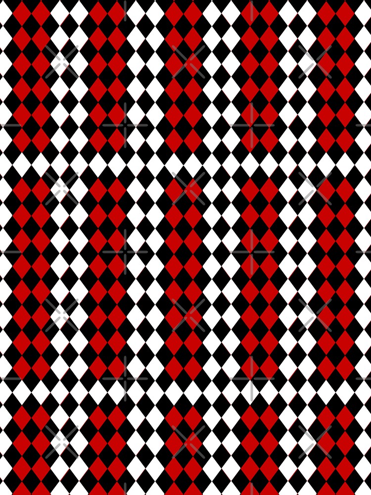 Diamond Harlequin Pattern – Red Black White Argyle by Zaya_art