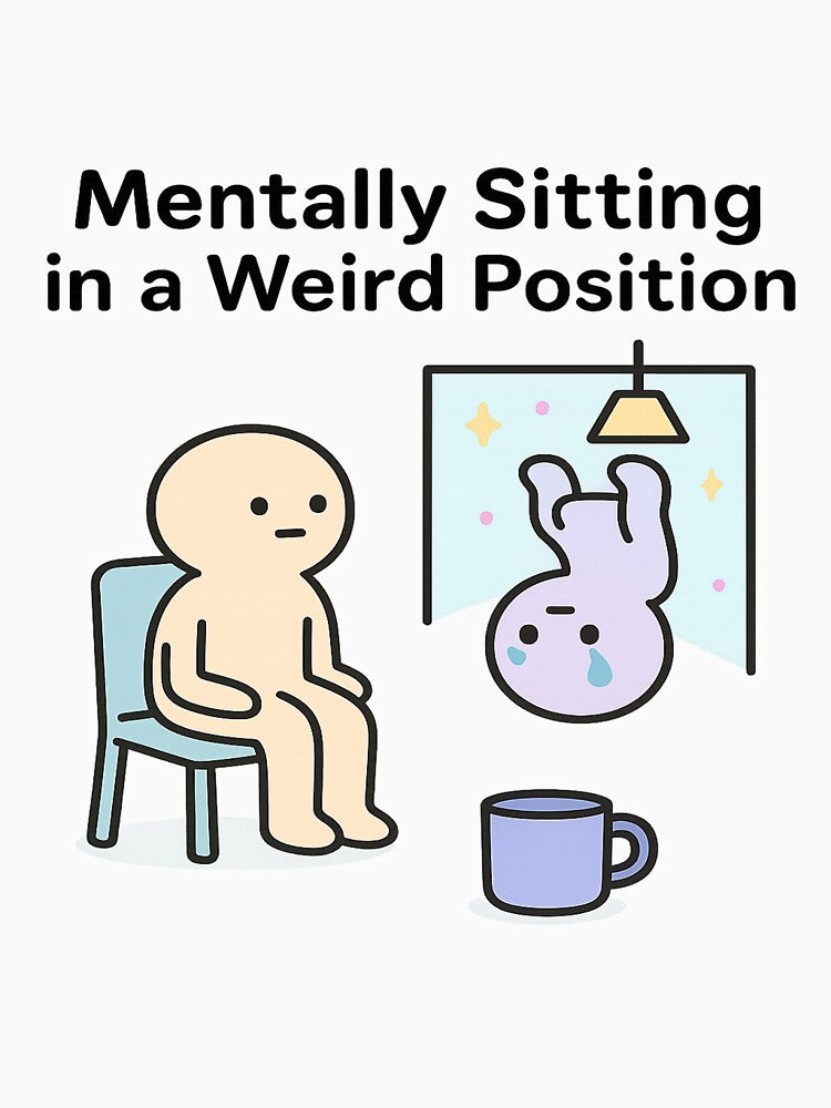 Mentally Sitting in a Weird Position – Surreal Cartoon Brain Moment by Art-Tacos