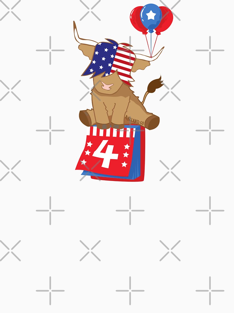 Scottish highland cow 4th of july independence celebration by Ayelandco