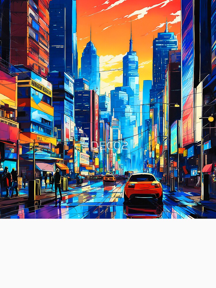 Pop Art Culture Colorful Comic-Style Urban City by DEC02