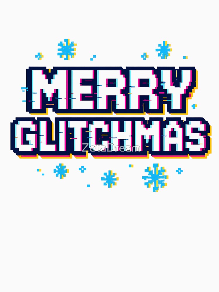 Merry Glitchmas Glitch Christmas Pixel Neon by ZetaDream