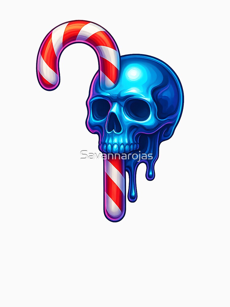 Candy Cane Skull – Neon Christmas by Savannarojas