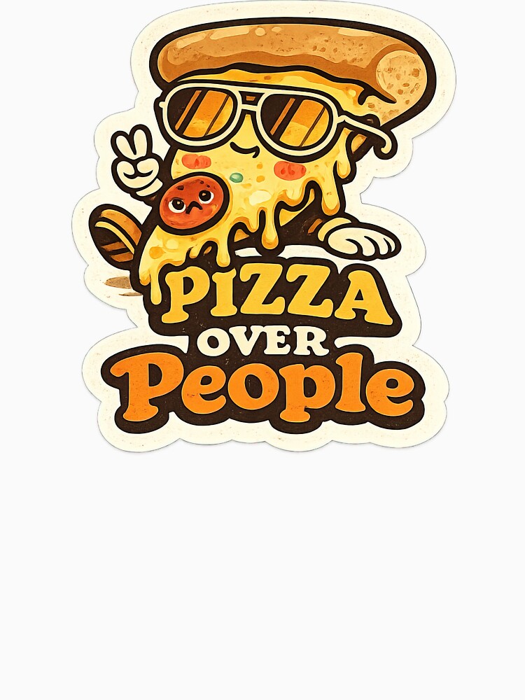 Pizza Over People – Retro 70s Cartoon Pizza by Samuel	 Collings