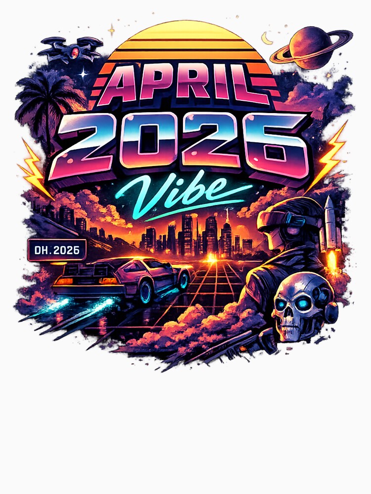 April 2025 Vibe Retro Synthwave Neon by PrintRavista