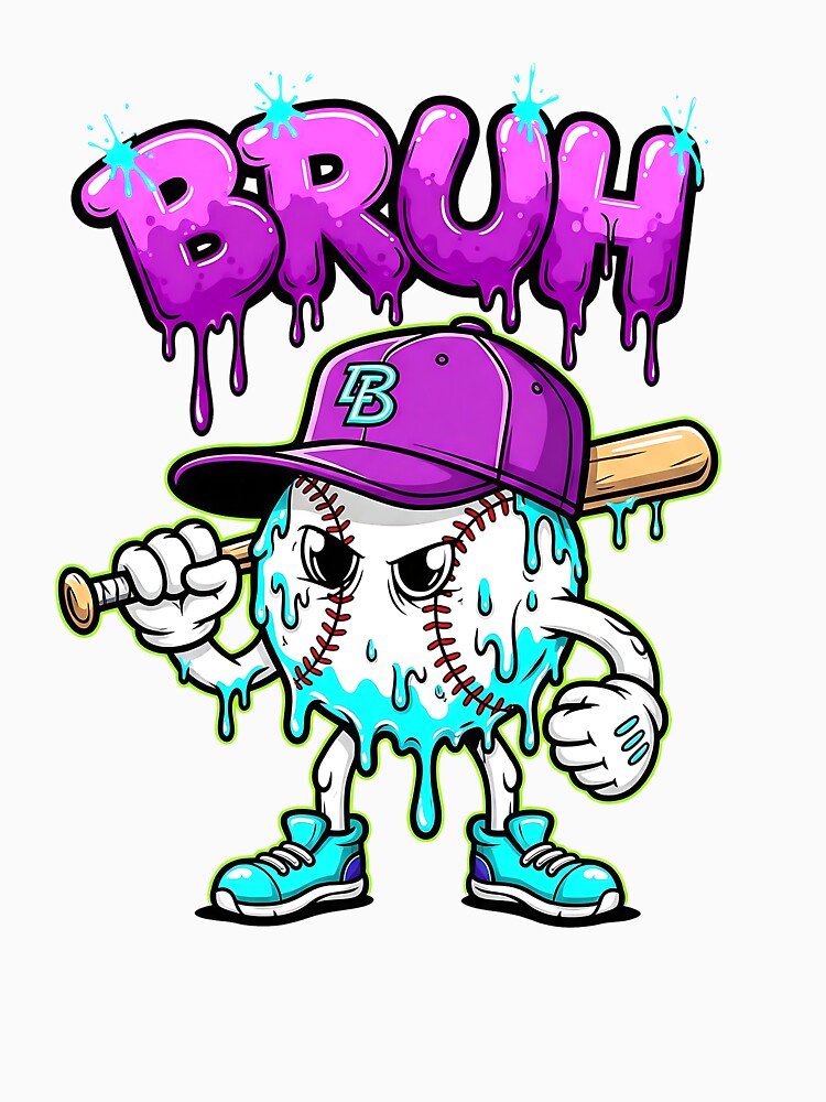 Baseball Ice Cream Drip Youth Bruh Baseball For Girls & Boys by diyoor