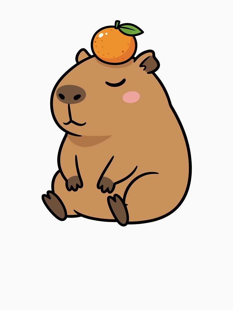 Zen Chill Capybara with Orange Yuzu Fruit by dmejpl