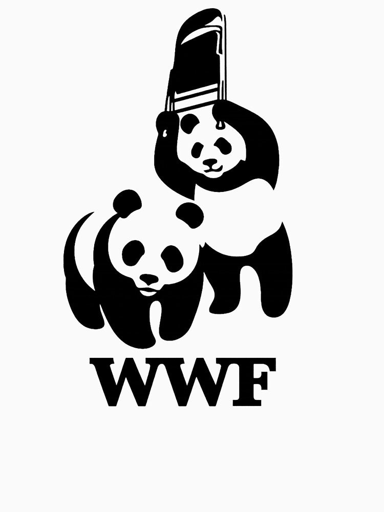 wwf panda logo inspired minimalist – cute wildlife conservation style artwork by Rumki Das