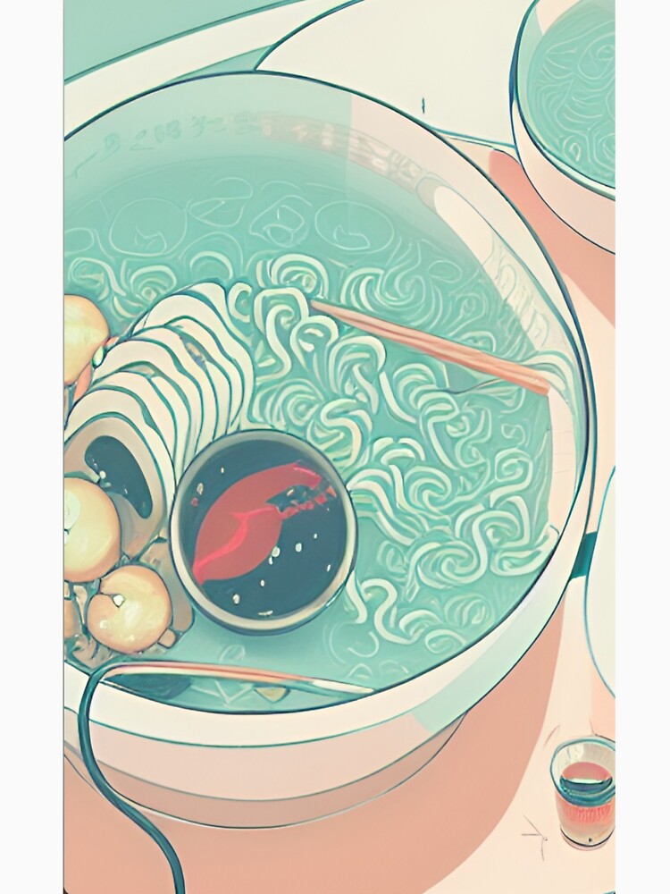 Ramen Japanese Noodle Siup Bowl 90s Nostalgia Retro Vaporwave Fantasy Futuristic Retro Landscape Illustration by S Y N T H R E A L M