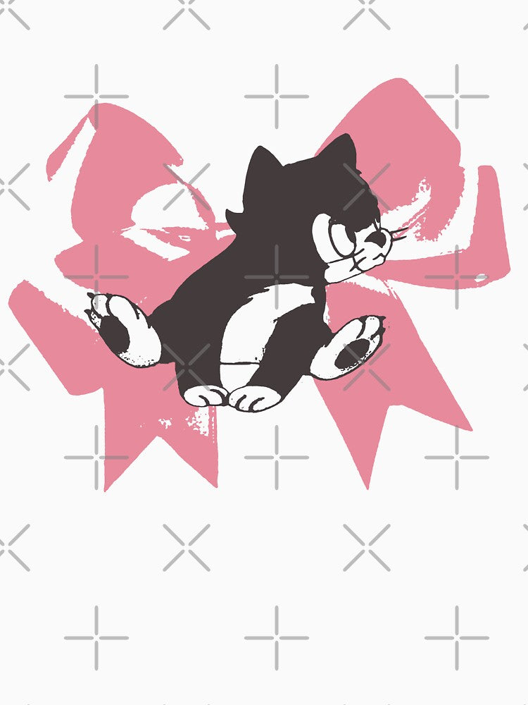 Vintage Pink Bow Kitten by commonearthworm