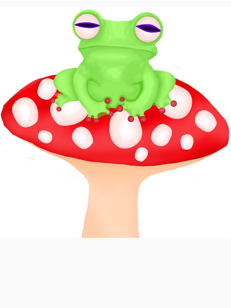 frog on mushroom by iva