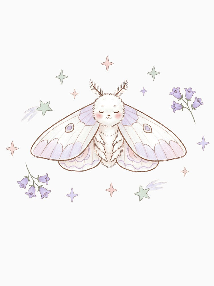 Cute Pastel Luna Moth and Stars by PastelNightfall