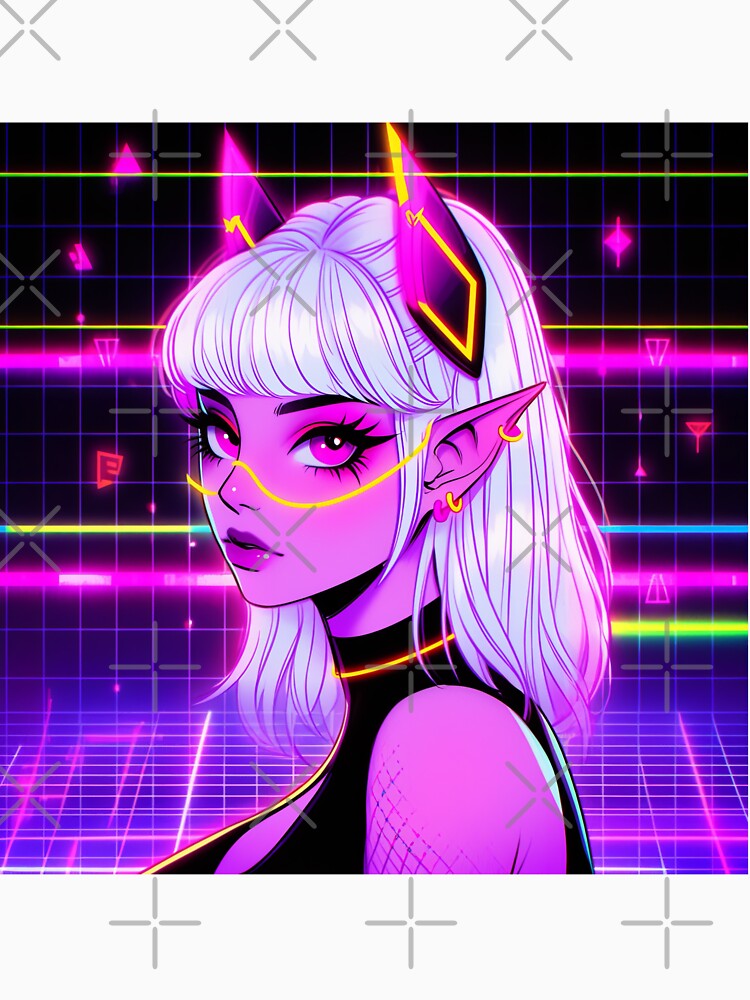Cute Digital Neon Anime Girl by bubblegoth