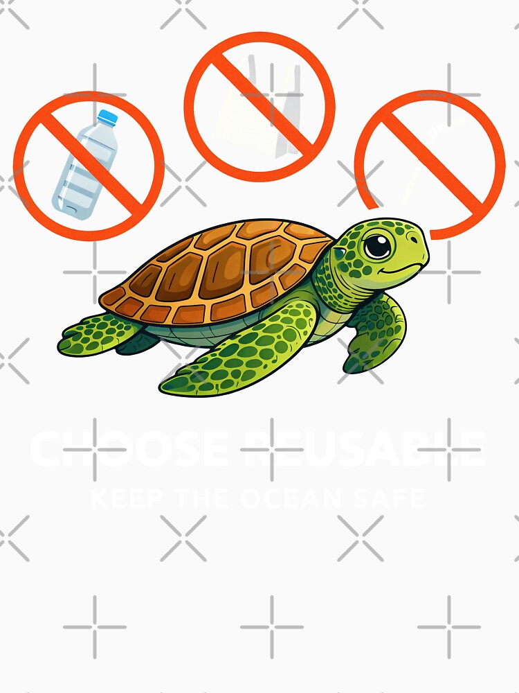 No Plastic Sea Turtle Ban Single Use Plastic Eco Art by zoughlal
