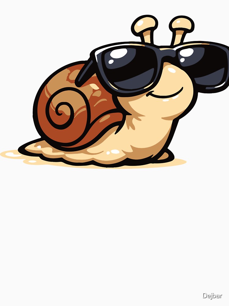 A cool snail wearing sunglasses while slowly moving forward. The design humorously celebrates slow living and relaxed personalities. by Dejbar