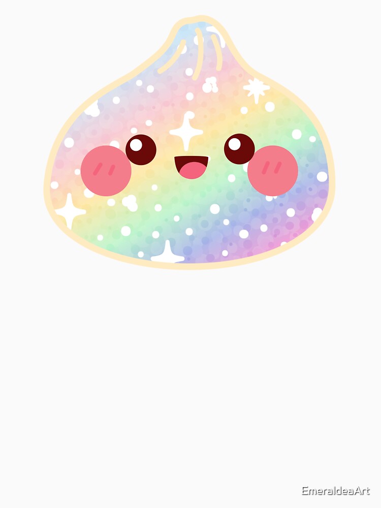 Kawaii Rainbow Glitter Squishy Dumpling – Cute Food Character Design by EmeraldeaArt
