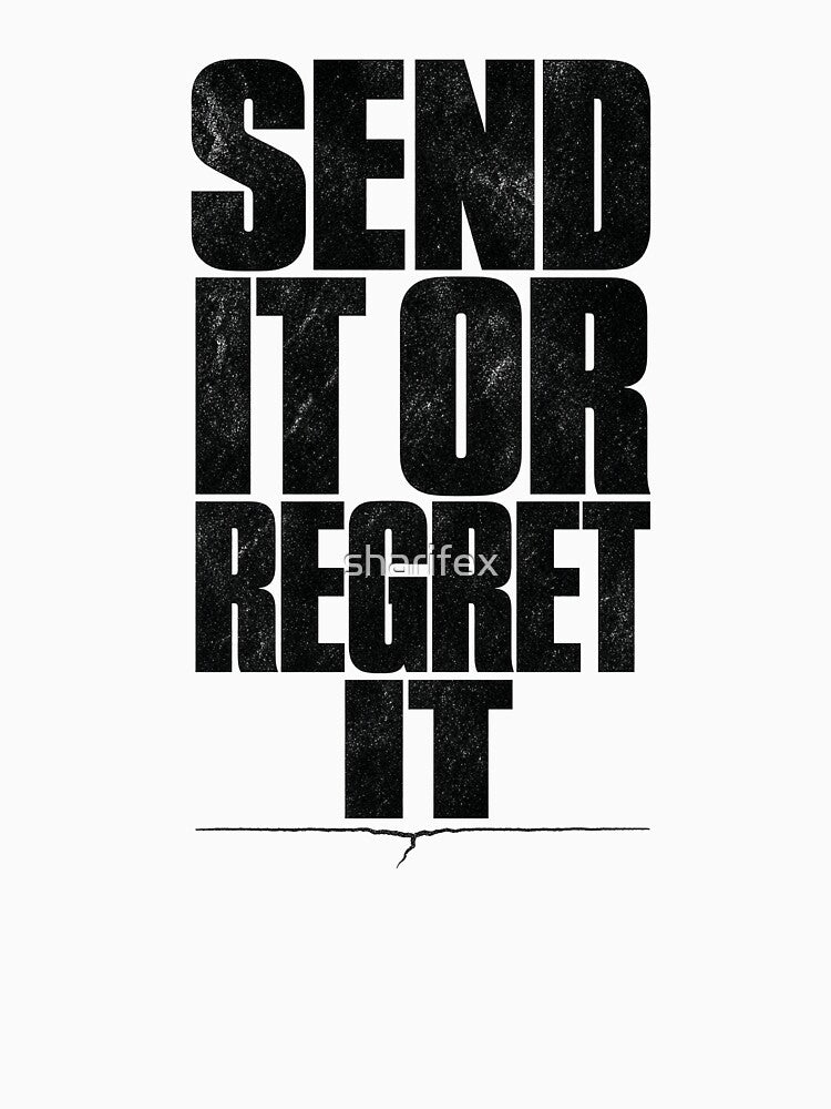 Send It or Regret It Brutalist Climbing Typography Tee Sticker Rock Climber Gift by sharifex