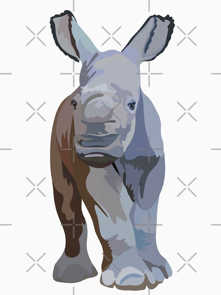 W is for White Rhino , White Rhinoceros – African Rhino Wildlife Art by PrettylittlepastelUk