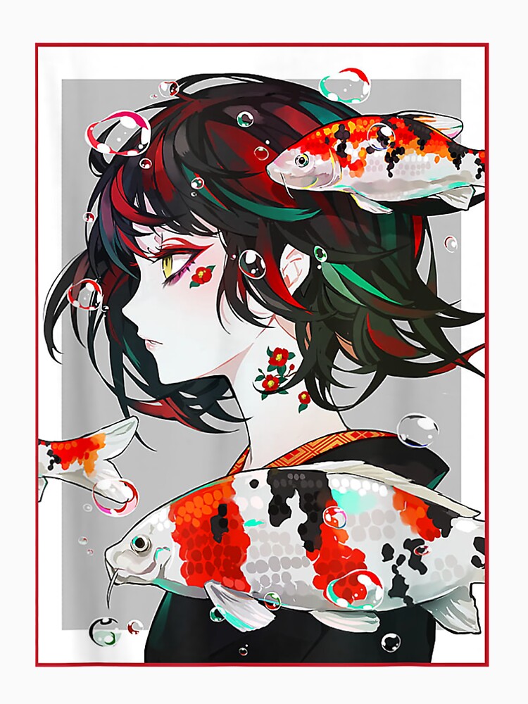 Anime Girl Koi Fishes Japanese Aesthetic by RyanWillsonn