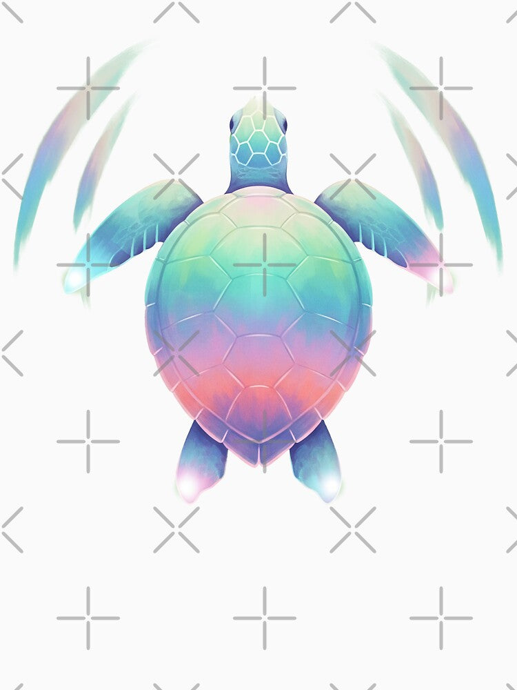 Holographic Pastel Watercolor Sea Turtle by zoughlal