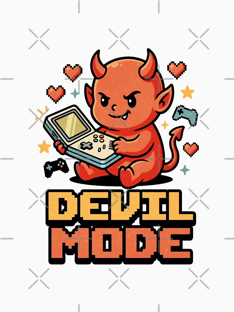 Cute Devil Gamer Pixel Art Design by tollaru