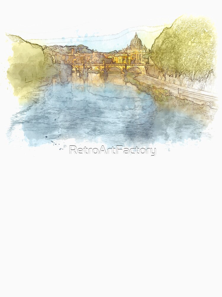 The Vatican, Rome, Italy - Line and Wash Sketch by Retro Art Factory